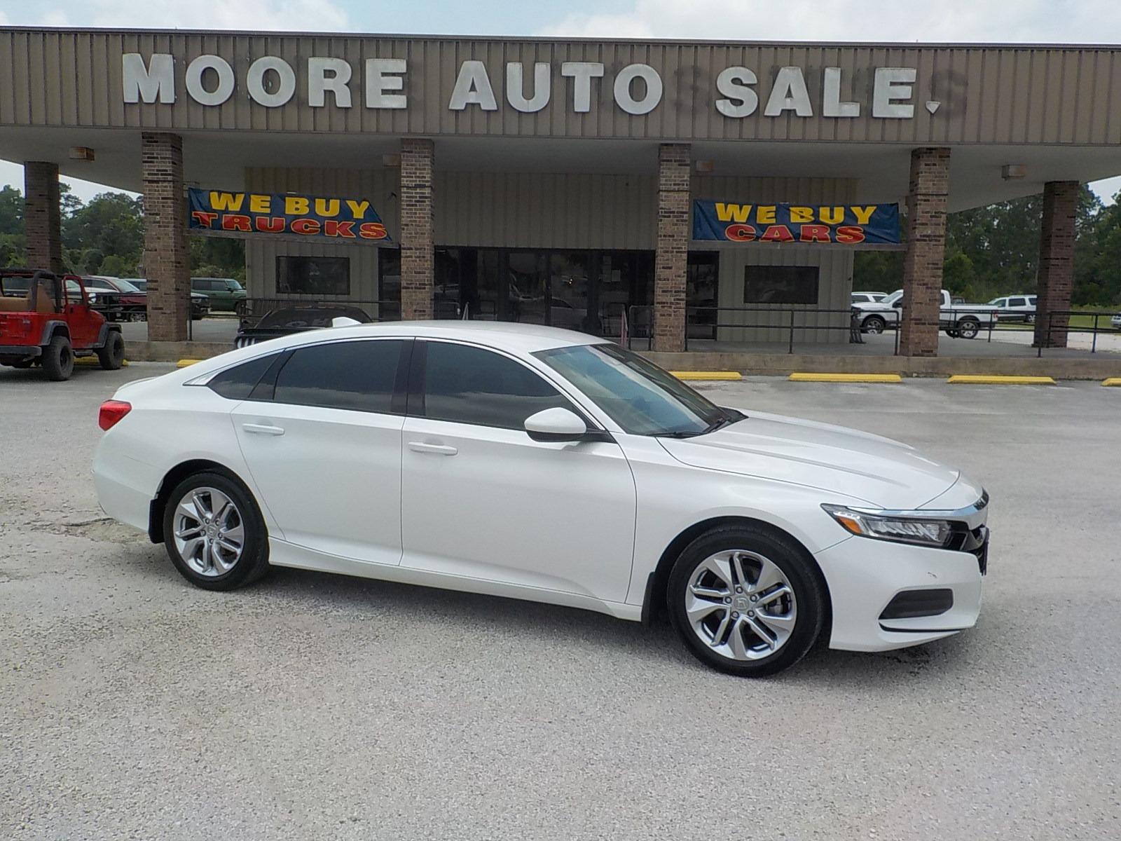2018 White /Black Honda Accord LX CVT (1HGCV1F13JA) with an 1.5L L4 DOHC 16V engine, CVT transmission, located at 1617 W Church Street, Livingston, TX, 77351, (936) 327-3600, 30.710995, -94.951157 - ONE OWNER!! EXTREMELY low miles!! Bought this one off the street - Photo #0