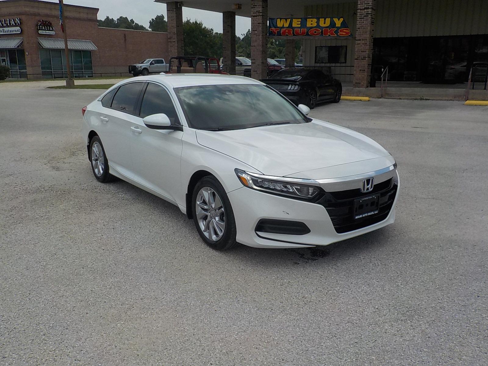 2018 White /Black Honda Accord LX CVT (1HGCV1F13JA) with an 1.5L L4 DOHC 16V engine, CVT transmission, located at 1617 W Church Street, Livingston, TX, 77351, (936) 327-3600, 30.710995, -94.951157 - ONE OWNER!! EXTREMELY low miles!! Bought this one off the street - Photo #1