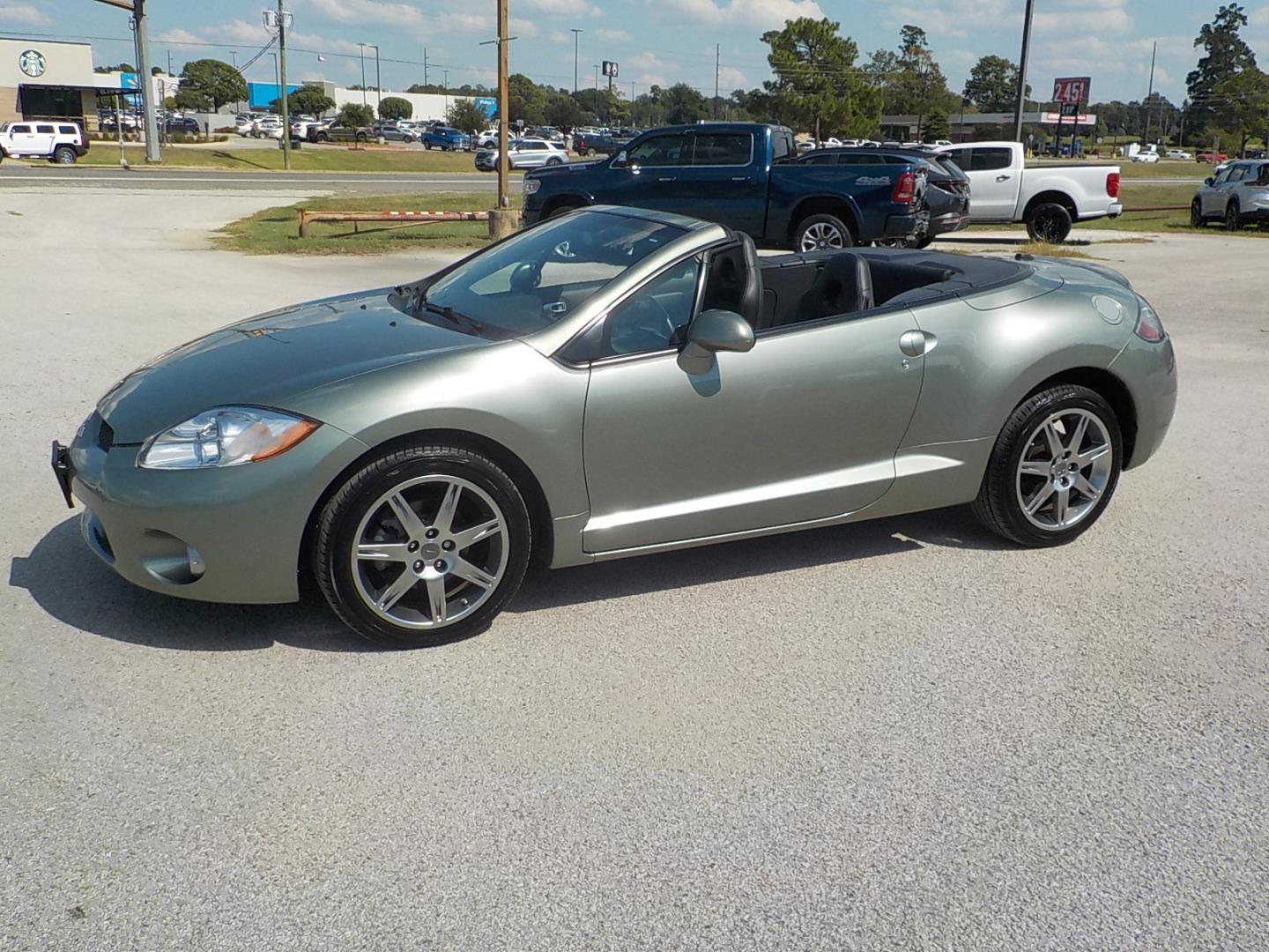2008 Lt Green /Black Mitsubishi Eclipse GT Spyder (4A3AL35TX8E) with an 3.8L V6 SOHC 24V engine, Automatic transmission, located at 1617 W Church Street, Livingston, TX, 77351, (936) 327-3600, 30.710995, -94.951157 - LOW LOW MILES! And yes, that is the correct miles! Garage kept all it's life. This car is hard to believe how clean it is! If you want a convertible to sport around in on the weekends and don't want to spend a fortune this is the ONE! - Photo#1